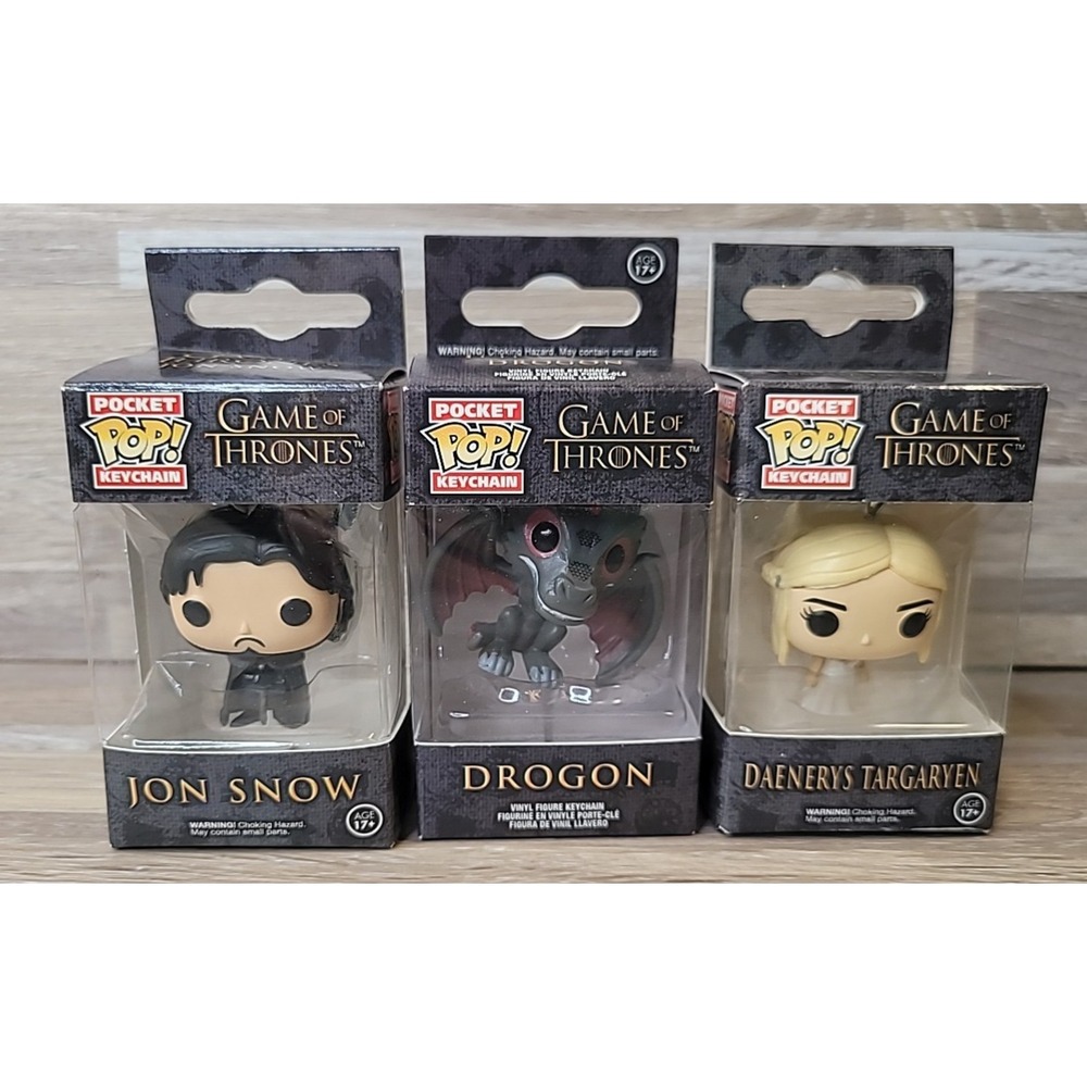 Pocket Pop! Keychain Game of Thrones Daenerys Targaryen Jon Snow Drogon NEW - Picture 2 of 5